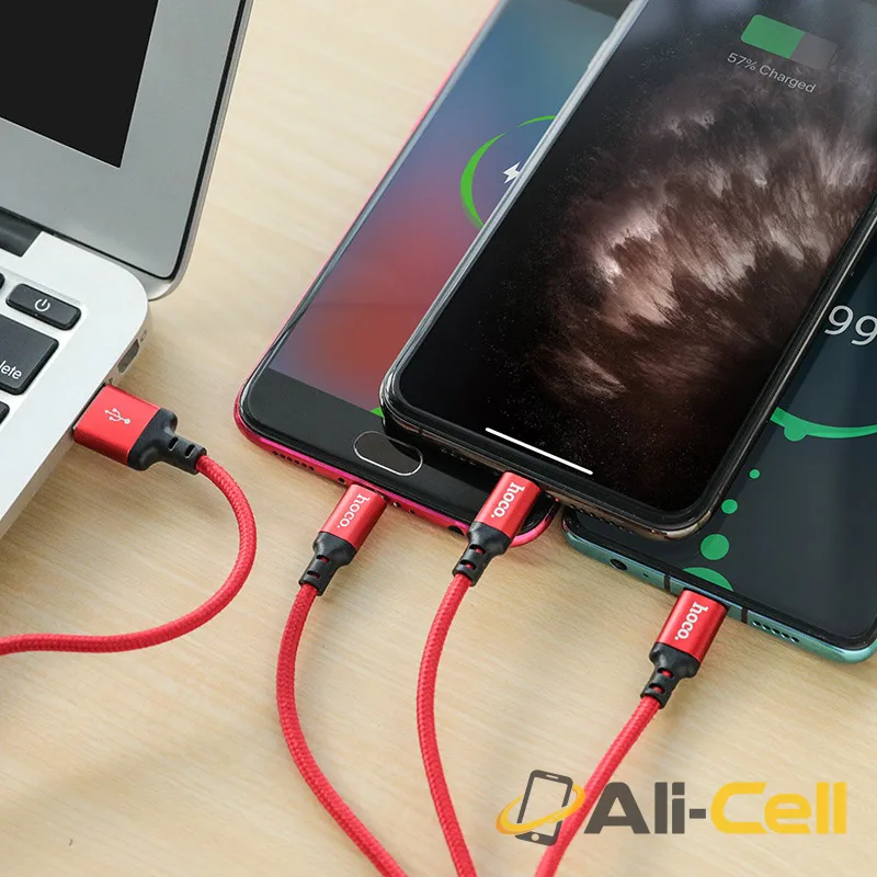 Cable 3-in-1 “X14 Times speed” for charging (X14 3in1 Red, 1.0m) — 4