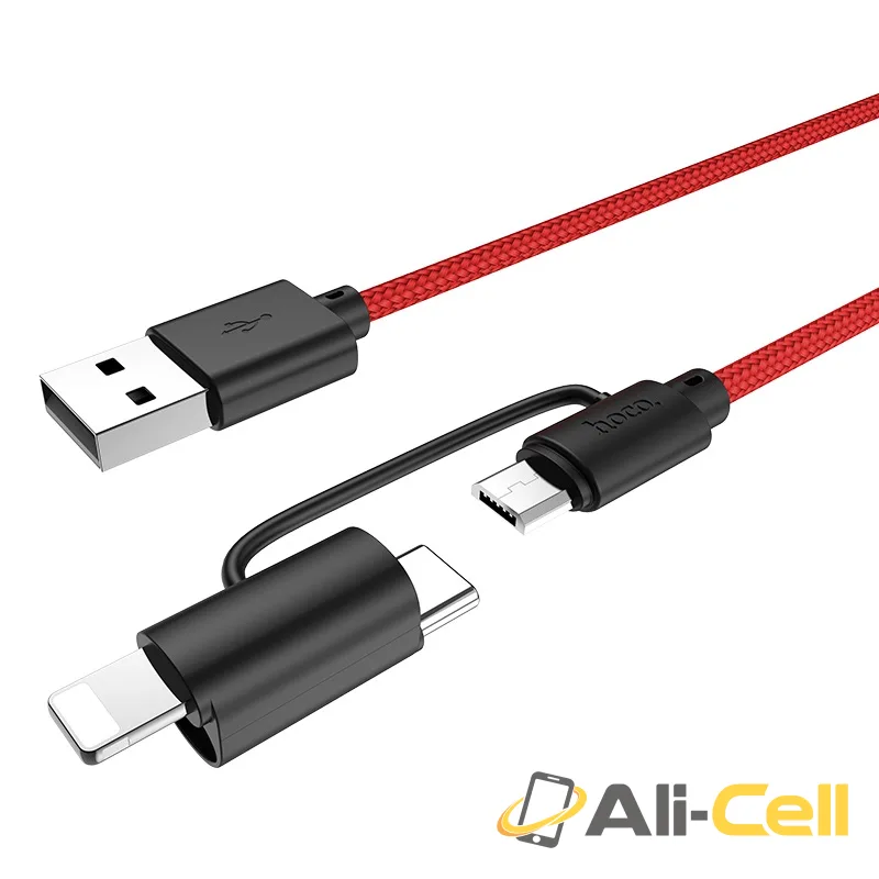 Cable 3-in-1 “X41 Multi-way” charging data sync (X41 3in1 Black, 1.0m) — 2