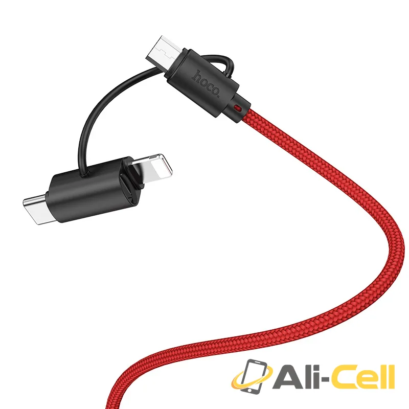 Cable 3-in-1 “X41 Multi-way” charging data sync (X41 3in1 Red, 1.0m) — 4