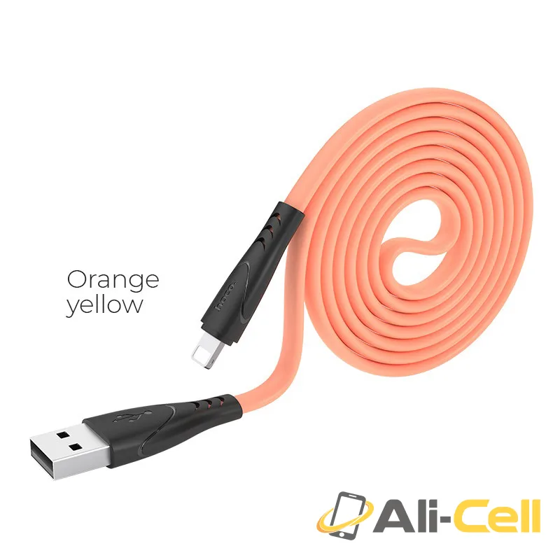 Cable USB to Lightning “X42 Soft Silicone” charging data sync (X42 Lightning Orange Yellow, 1.0m)