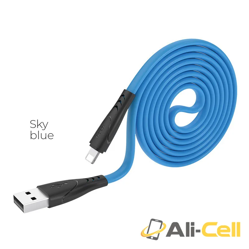Cable USB to Lightning “X42 Soft Silicone” charging data sync (X42 Lightning Sky Blue, 1.0m)