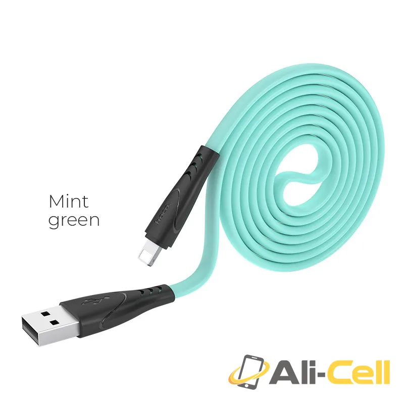 Cable USB to Lightning “X42 Soft Silicone” charging data sync (X42 Lightning Mint Green, 1.0m)