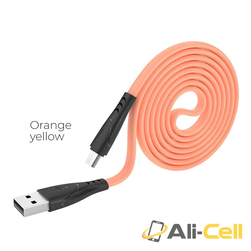 Cable USB to Micro-USB “X42 Soft Silicone” charging data sync (X42 Micro Usb Orange Yellow, 1.0m)