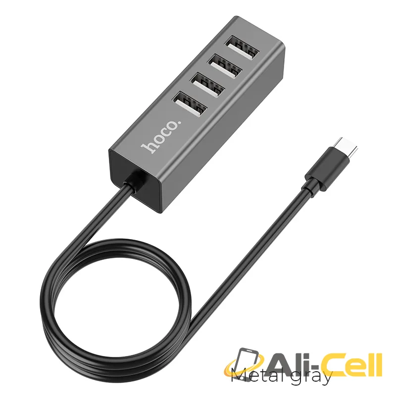 Type-C hub “HB1” Type-C to 4 USB 2.0 ports converter (Hb1 Type C Metal Gray)