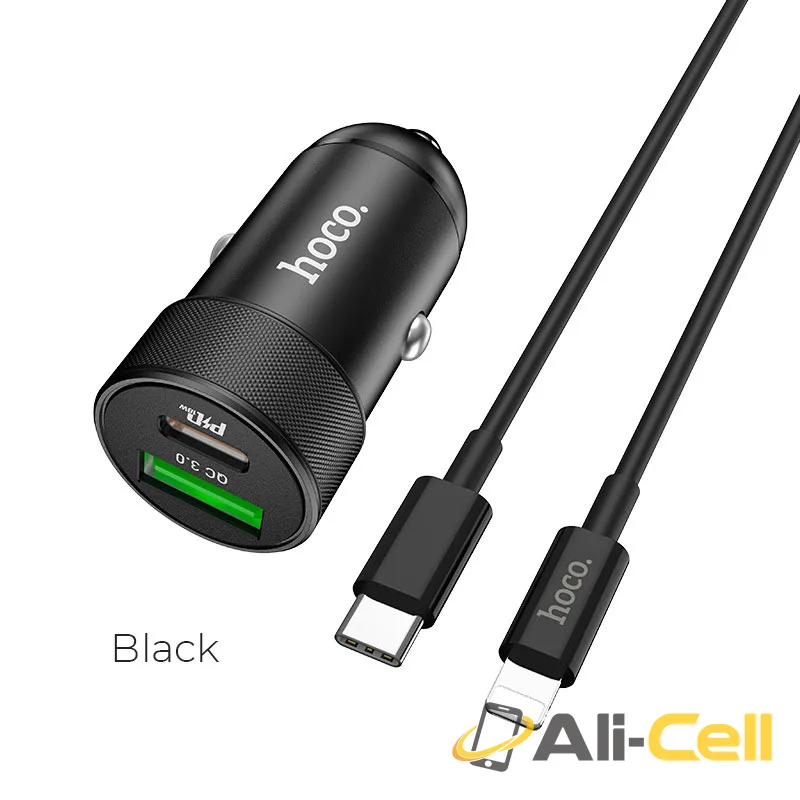 Car charger “Z32B Speed up” PD+QC3.0 set with cable (Z32b Type C To Lightning Black, Set With Type C To Lightning Cable)