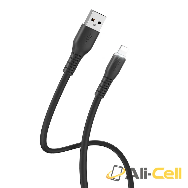 Cable USB to Lightning “X44 Soft silicone” charging data sync (X44 Lightning Black, 1.0m) — 3