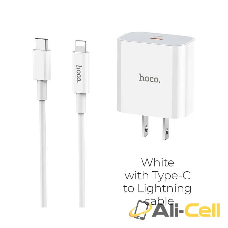 Wall charger “C76 Speed source” PD3.0 US Type-C output set with cable (C76 Type C Lightning White, Set With Type C To Lightning Cable)