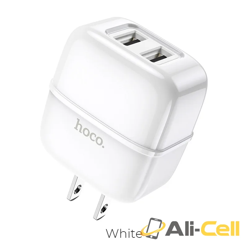Wall charger “C77 Highway” dual port charger US plug set with cable (C77 White, Single)
