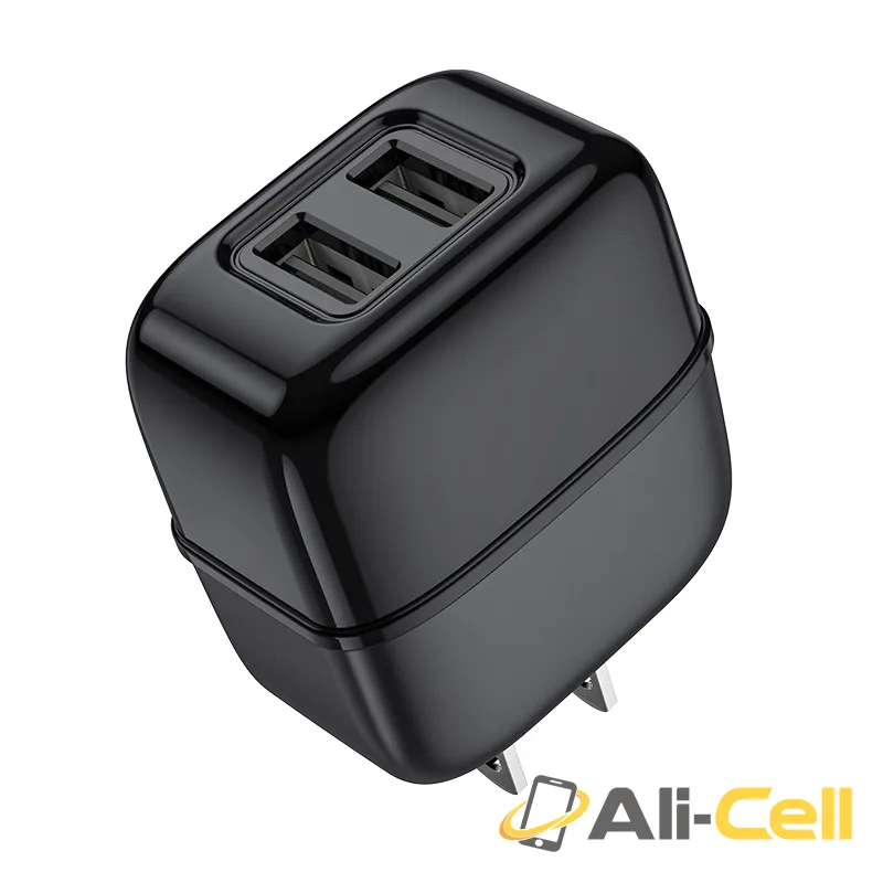 Wall charger “C77 Highway” dual port charger US plug set with cable (C77 Micro Usb White, Set With Micro Usb Cable) — 4