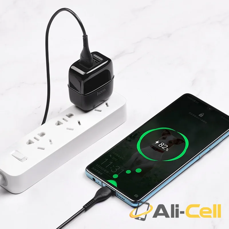Wall charger “C77 Highway” dual port charger US plug set with cable (C77 Micro Usb White, Set With Micro Usb Cable) — 6
