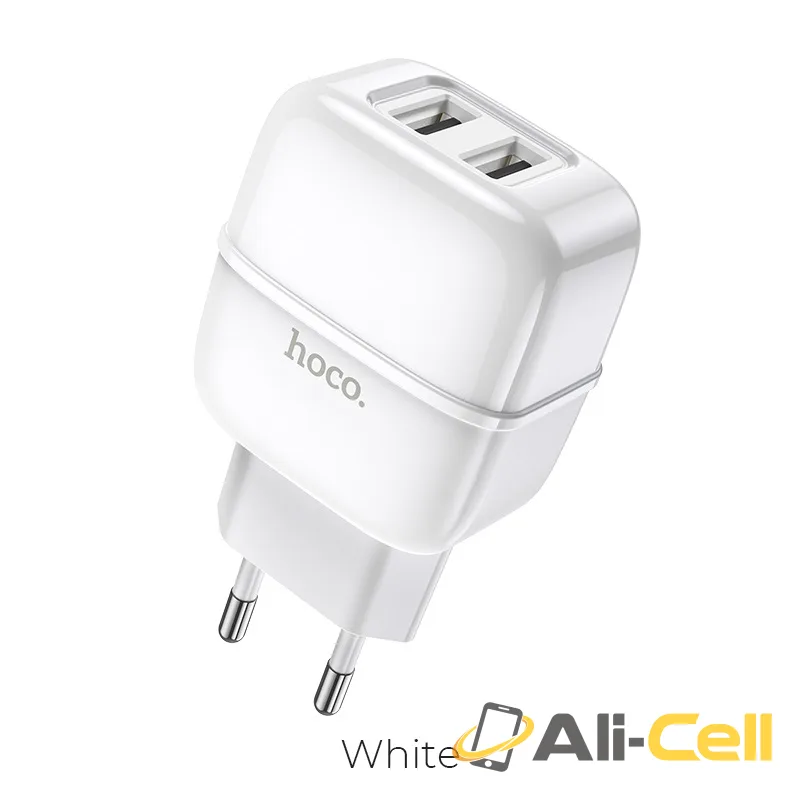 Wall charger “C77A Highway” dual port charger EU plug set with cable (C77a White, Single)