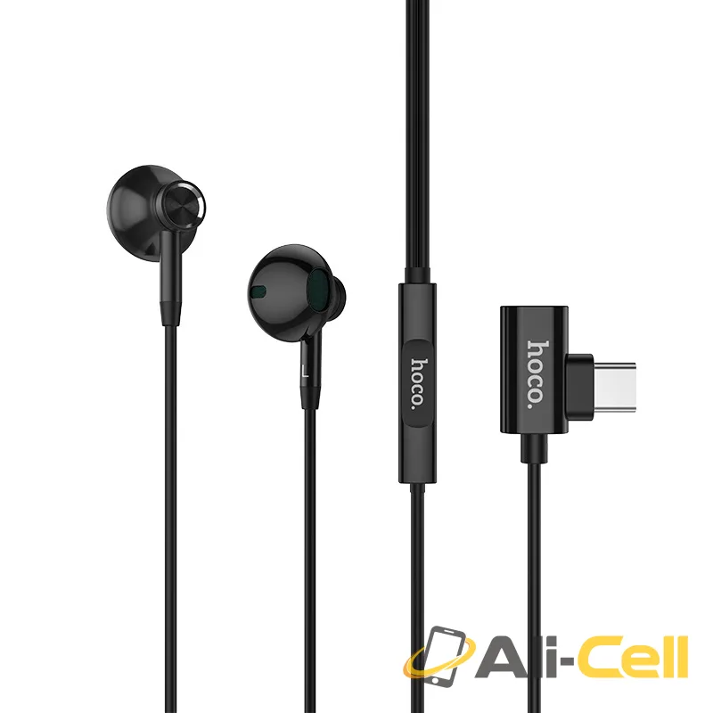 Wired earphones Type-C “L12 Earl” with mic and charging port (L12 Black) — 2