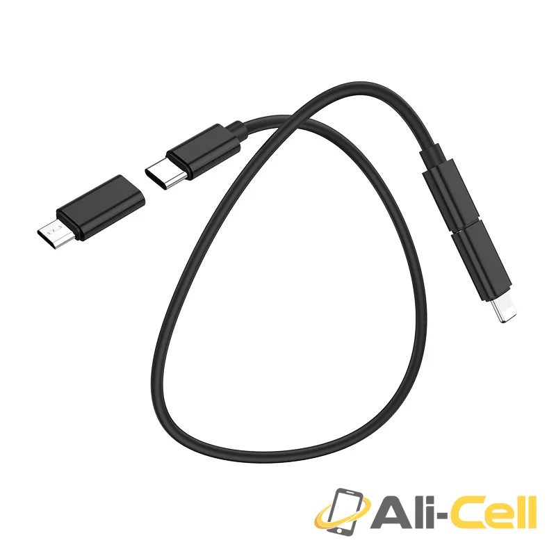 Cable 6-in-1 “U86 Treasure” charging data sync with storage case (U86 6in1 Black) — 4