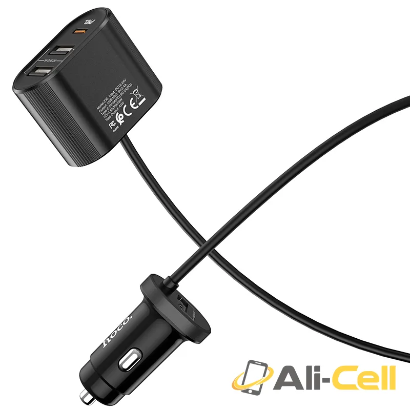 Car charger “Z35 Companheiro” PD3.0 with extention cable (Z35 Black) — 2