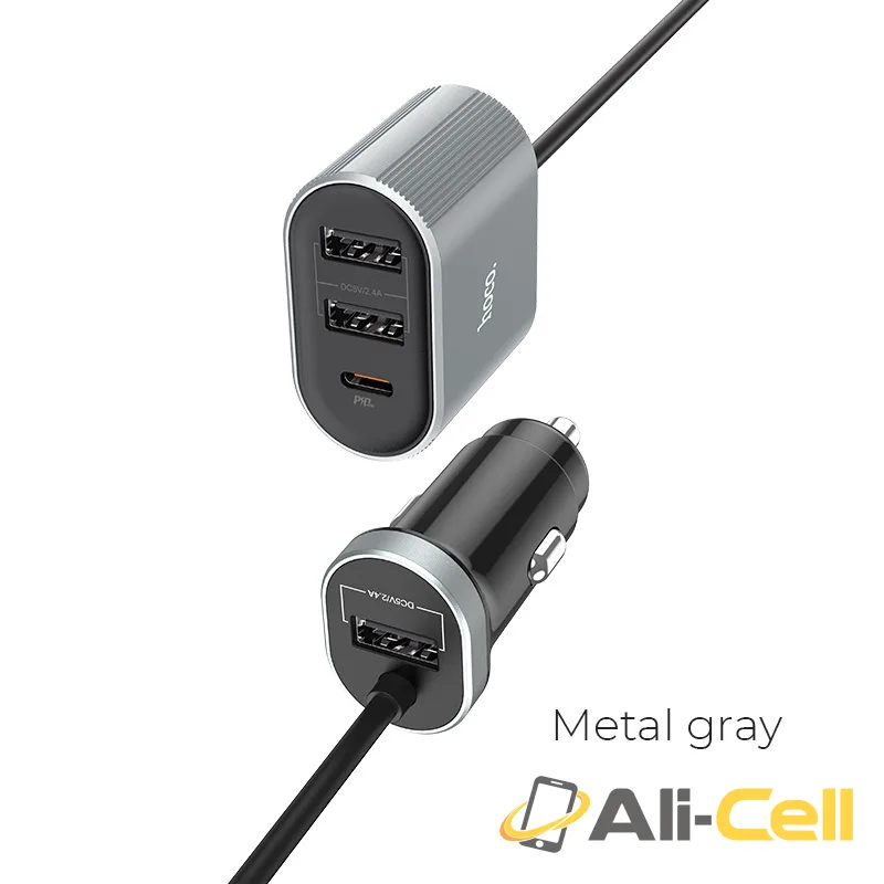 Car charger “Z35 Companheiro” PD3.0 with extention cable (Z35 Metal Gray)