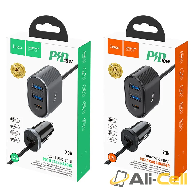 Car charger “Z35 Companheiro” PD3.0 with extention cable (Z35 Metal Gray) — 7