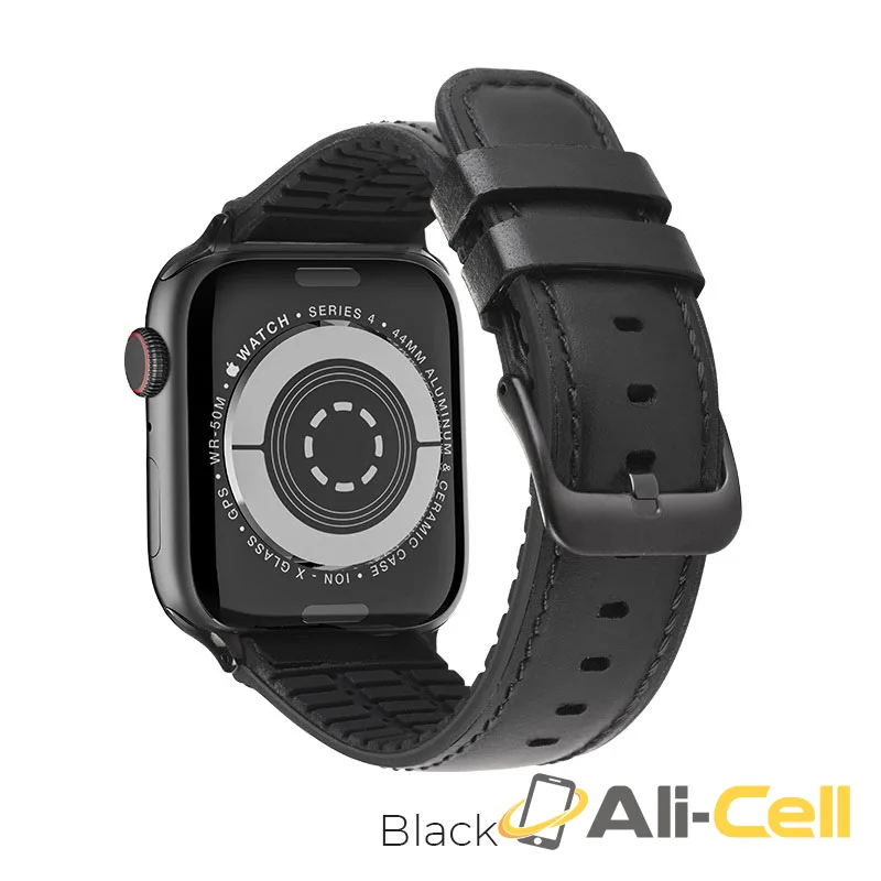 Watchband for Apple Watch Series 1 / 2 / 3 / 4 / 5 “WB18 Fenix” leather (Wb18 Black, 42 44mm)