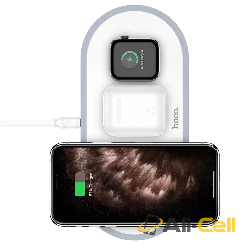 Wireless charger “CW24 Handsome” 3-in-1 tabletop charging dock (Cw24 White) — 3