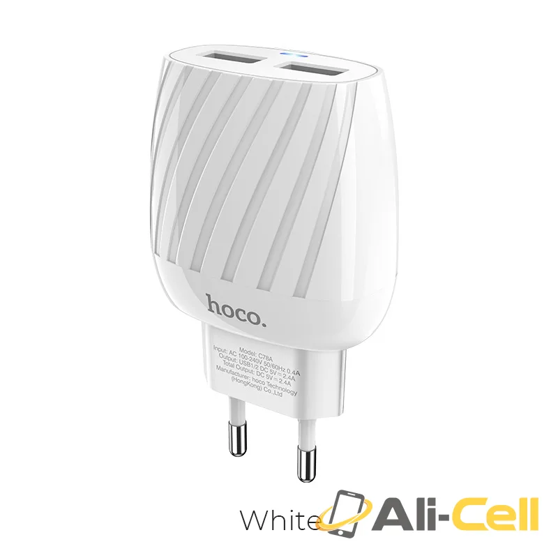 Wall charger “C78A Max energy” dual port EU set with cable (C78a White, Single)