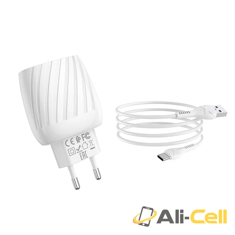 Wall charger “C78A Max energy” dual port EU set with cable (C78a White, Single) — 3