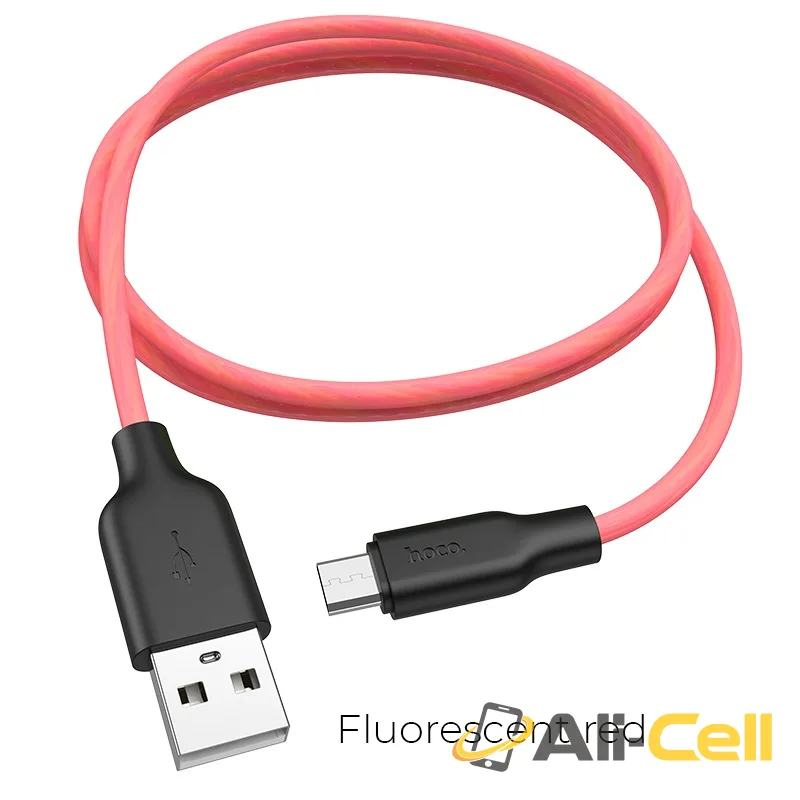 Cable USB to Micro-USB “X21 Plus fluorescent” charging data sync (X21 Plus Fluorescent Micro Usb Red, 1.0m)