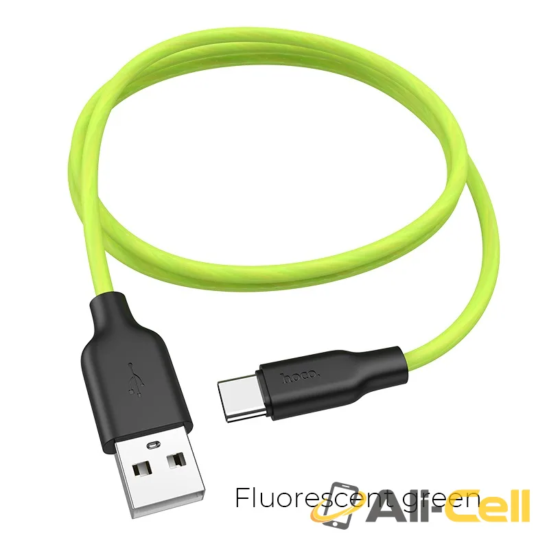 Cable USB to Type-C “X21 Plus fluorescent” charging data sync (X21 Plus Fluorescent Type C Green, 1.0m)