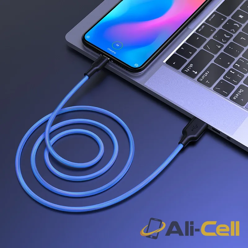 Cable USB to Type-C “X21 Plus fluorescent” charging data sync (X21 Plus Fluorescent Type C Blue, 1.0m) — 5