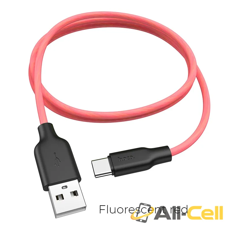 Cable USB to Type-C “X21 Plus fluorescent” charging data sync (X21 Plus Fluorescent Type C Red, 1.0m)