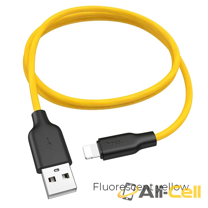 Cable USB to Lightning “X21 Plus fluorescent” charging data sync (X21 Plus Fluorescent Lightning Yellow, 1.0m)