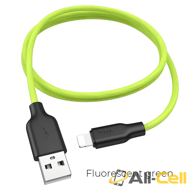 Cable USB to Lightning “X21 Plus fluorescent” charging data sync (X21 Plus Fluorescent Lightning Green, 1.0m)