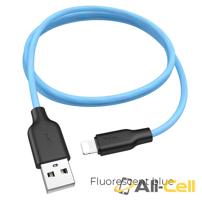 Cable USB to Lightning “X21 Plus fluorescent” charging data sync (X21 Plus Fluorescent Lightning Blue, 1.0m)