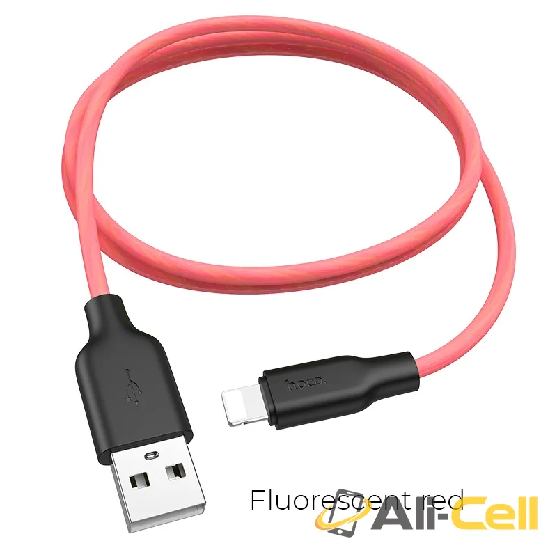 Cable USB to Lightning “X21 Plus fluorescent” charging data sync (X21 Plus Fluorescent Lightning Red, 1.0m)