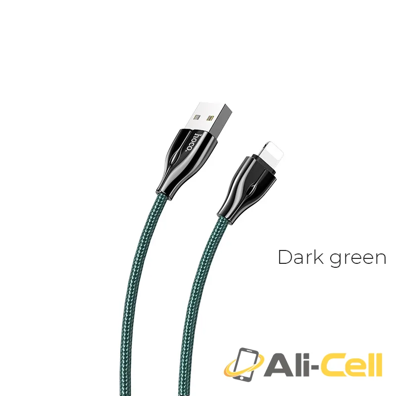 Cable USB to Lightning “U88 Amazing colors” charging data sync (U88 Lightning Dark Green, 1.2m)