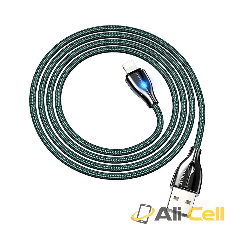 Cable USB to Lightning “U88 Amazing colors” charging data sync (U88 Lightning Dark Green, 1.2m) — 3