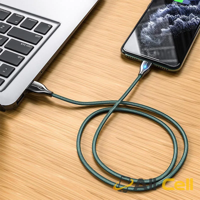 Cable USB to Lightning “U88 Amazing colors” charging data sync (U88 Lightning Dark Green, 1.2m) — 5