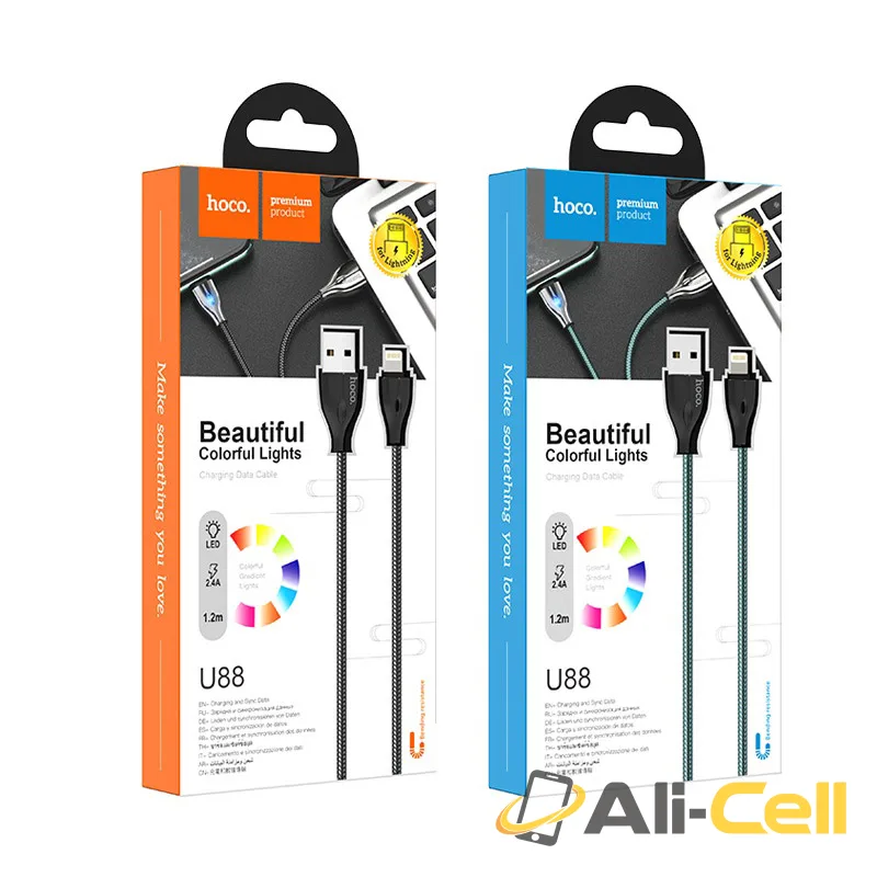 Cable USB to Lightning “U88 Amazing colors” charging data sync (U88 Lightning Dark Green, 1.2m) — 7