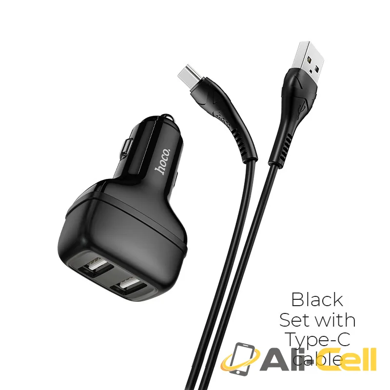 Car charger “Z36 Leader” dual port set with cable (Z36 Type C Black, Set With Type C Cable)