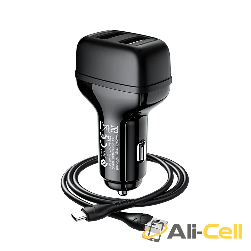 Car charger “Z36 Leader” dual port set with cable (Z36 Micro Usb White, Set With Micro Usb Cable) — 3