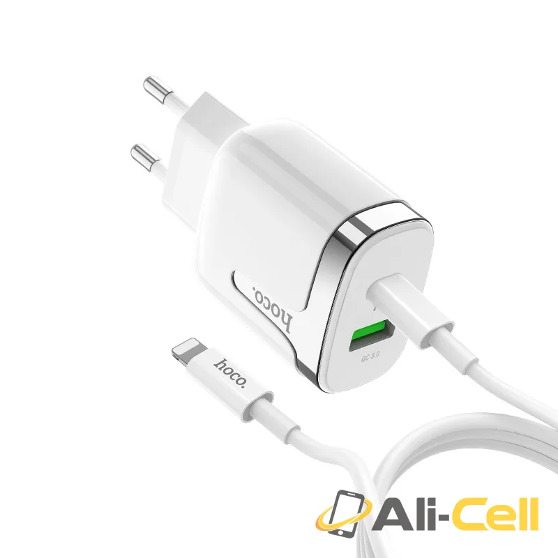 Wall charger “C79A Zeus” PD+QC3.0 EU plug set with cable (C79a Type C Lightning White, Set With Type C To Lightning Cable) — 2