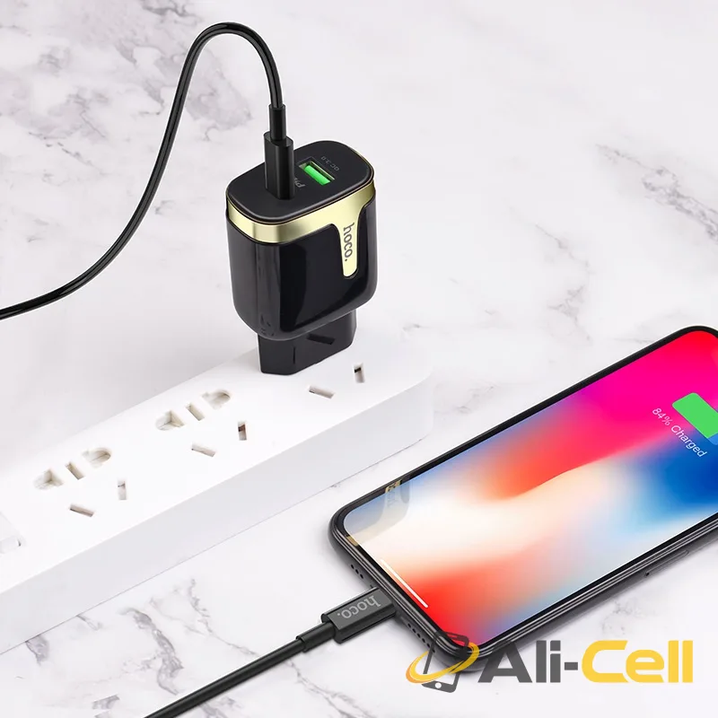 Wall charger “C79A Zeus” PD+QC3.0 EU plug set with cable (C79a Black, Single) — 6