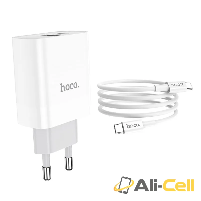 Wall charger “C80A Rapido” PD + QC3.0 EU plug set with cable (C80a Type C Lightning White, Set With Type C To Lightning Cable) — 4