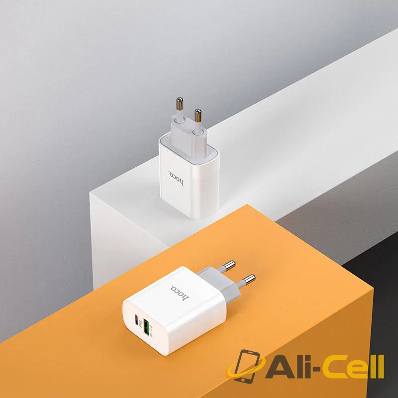 Wall charger “C80A Rapido” PD + QC3.0 EU plug set with cable (C80a Type C Lightning White, Set With Type C To Lightning Cable) — 6