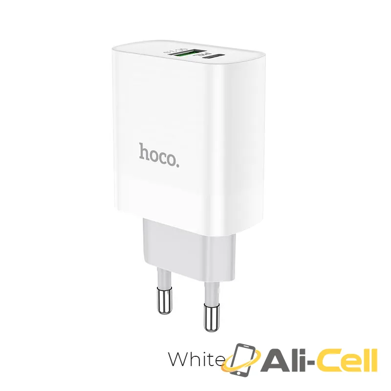 Wall charger “C80A Rapido” PD + QC3.0 EU plug set with cable (C80a White, Single)