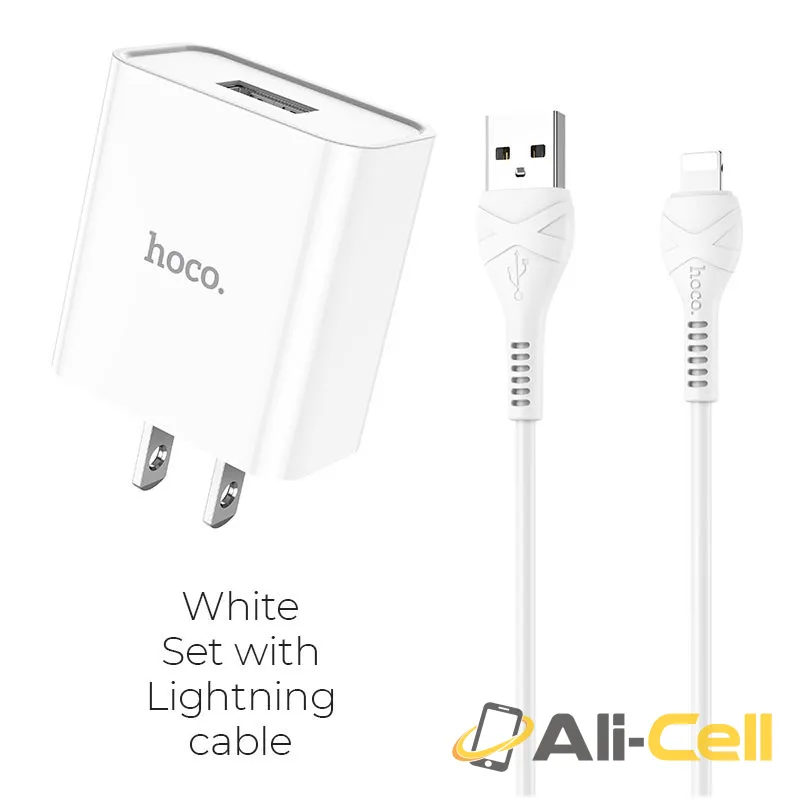 Wall charger “C81 Asombroso” US plug set with cable (C81 Lightning White, Set With Lightning Cable)