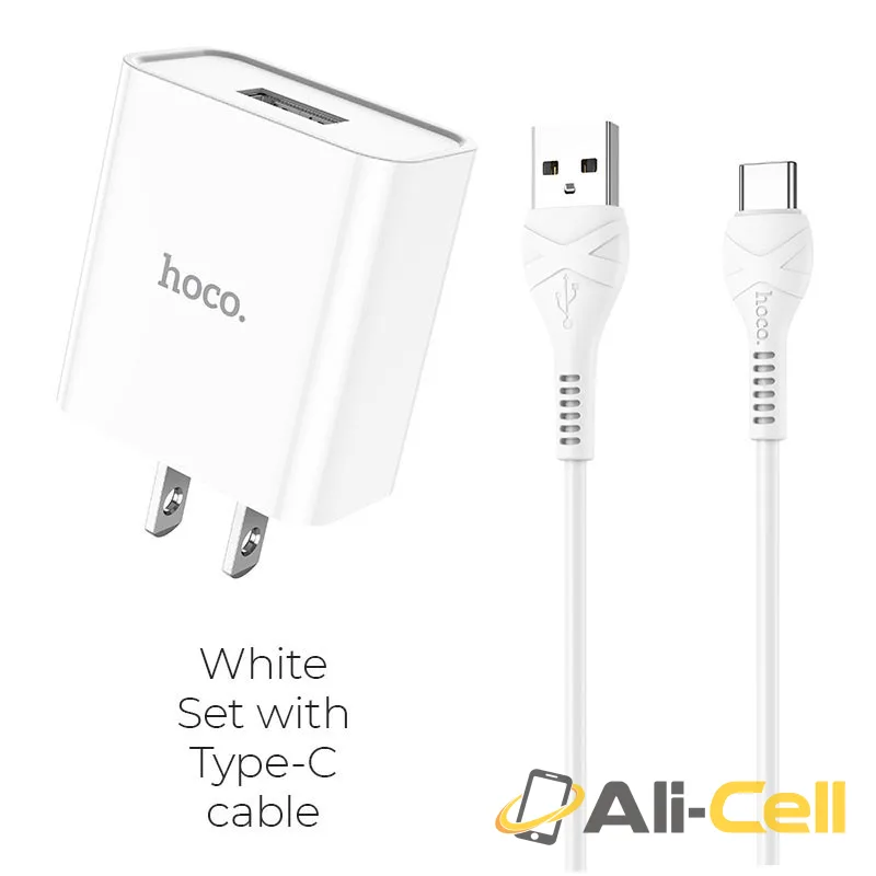 Wall charger “C81 Asombroso” US plug set with cable (C81 Type C White, Set With Type C Cable)