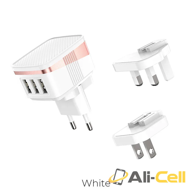 Wall charger “C83 Detachable pin” US / EU / UK plugs (C83 White, US-EU-UK)