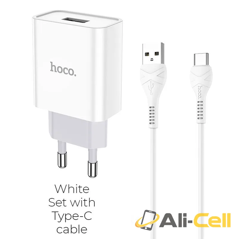 Wall charger “C81A Asombroso” EU plug set with cable (C81a Type C White, Set With Type C Cable)