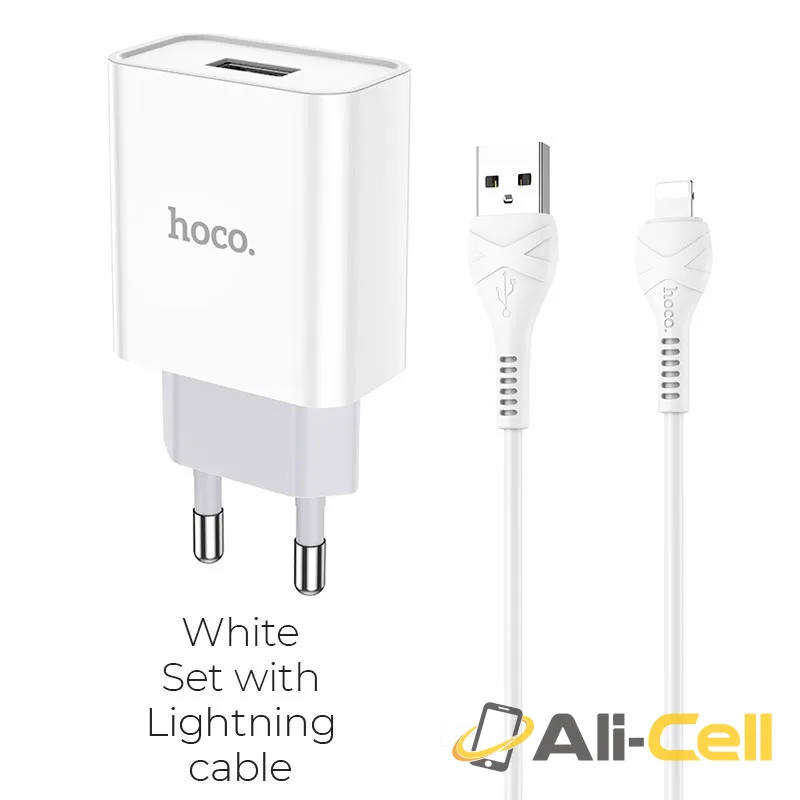 Wall charger “C81A Asombroso” EU plug set with cable (C81a Lightning White, Set With Lightning Cable)