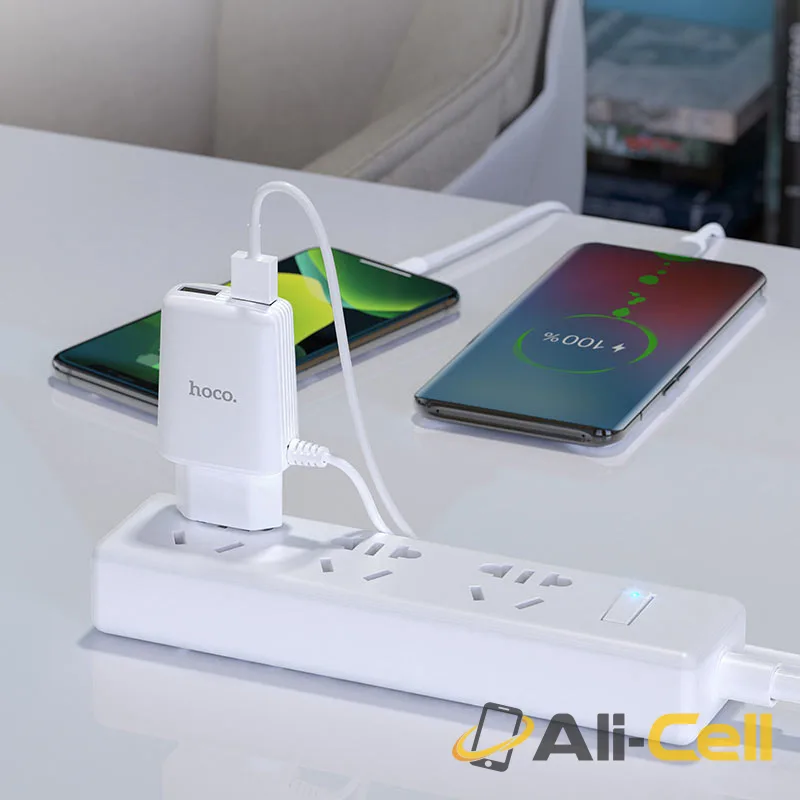 Wall charger “C82A Real power” EU dual port with built-in wire (C82a Micro Usb White, Built In Micro Usb Wire) — 6