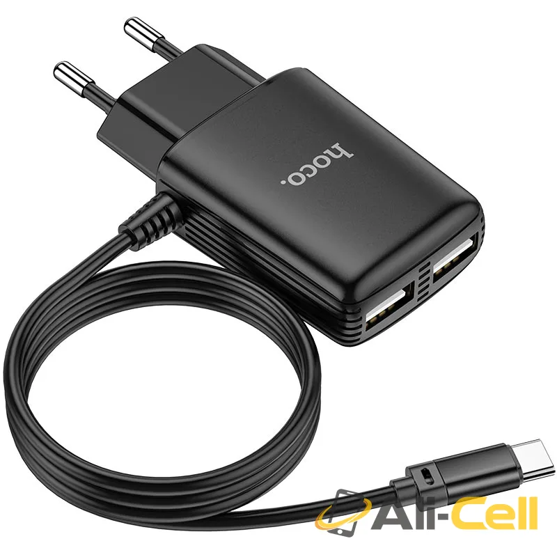 Wall charger “C82A Real power” EU dual port with built-in wire (C82a Lightning White, Built In Lightning Wire) — 3